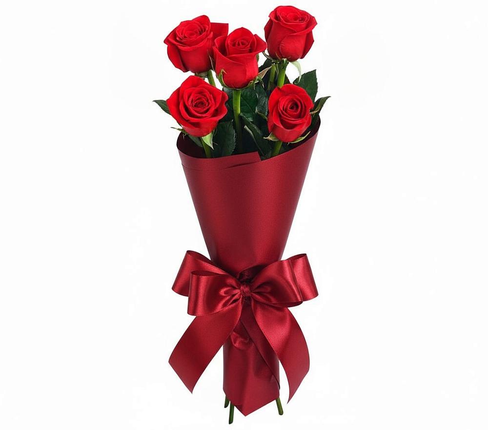 Букет 5 Красных роз Эдлесс Лав в Терновке