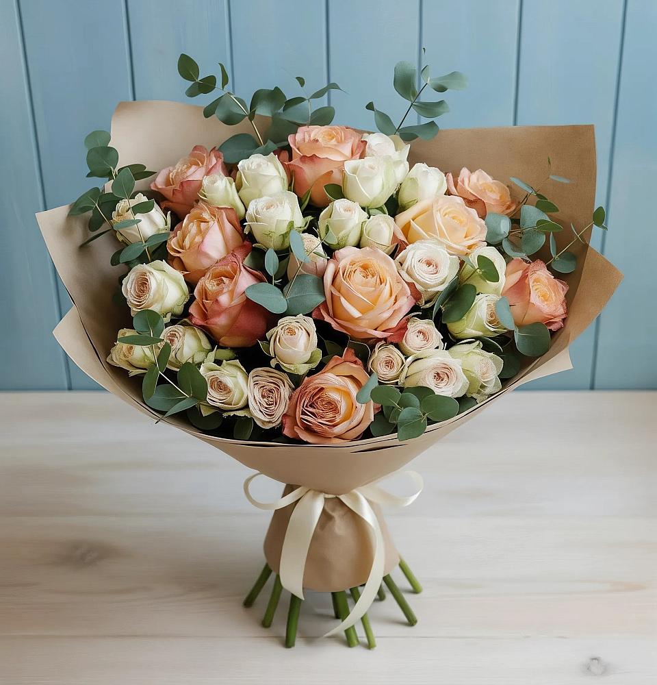 Букет цветов из: Альстромерии и Розы в Терновке