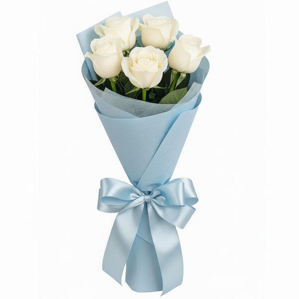 Букет 5 Белых роз Проуд в Терновке
