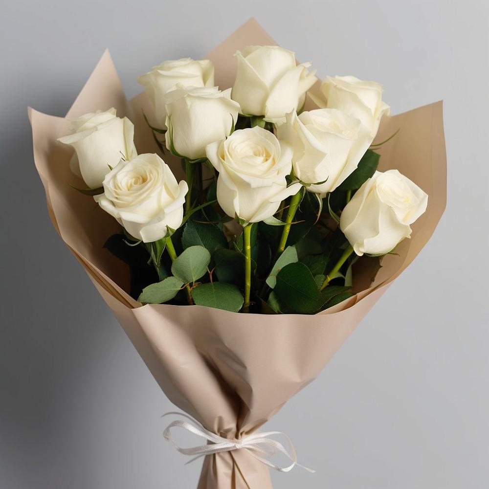 Букет 9 Белых роз Эдлесс Лав в Терновке