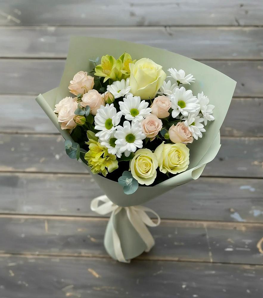 Букет цветов из: Альстромерии, Розы и Хризантемы в Терновке