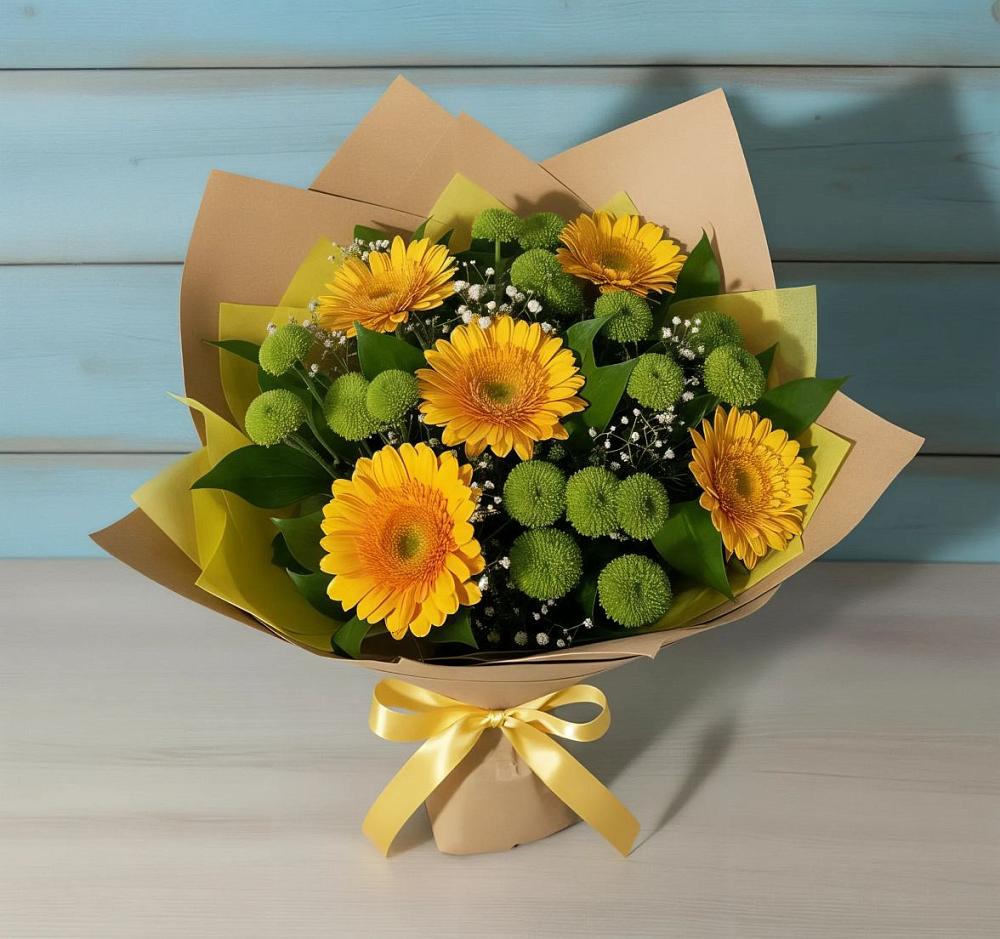Букет цветов из: Герберы и Хризантемы в Терновке