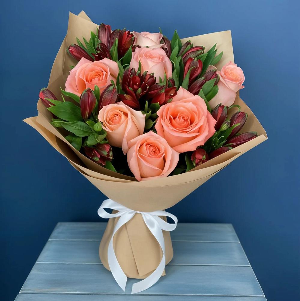 Букет цветов из: Розы и Альстромерии в Терновке