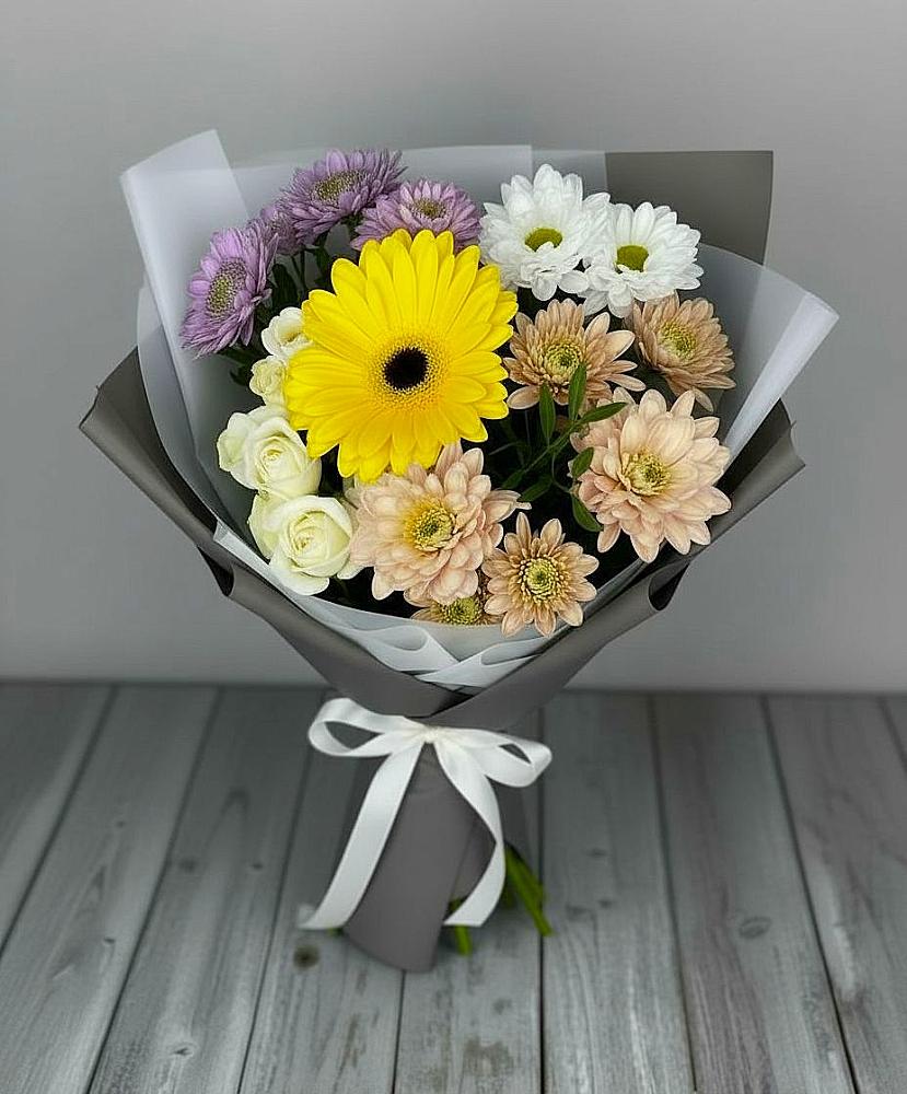Букет цветов из: Розы, Герберы и Хризантемы в Терновке