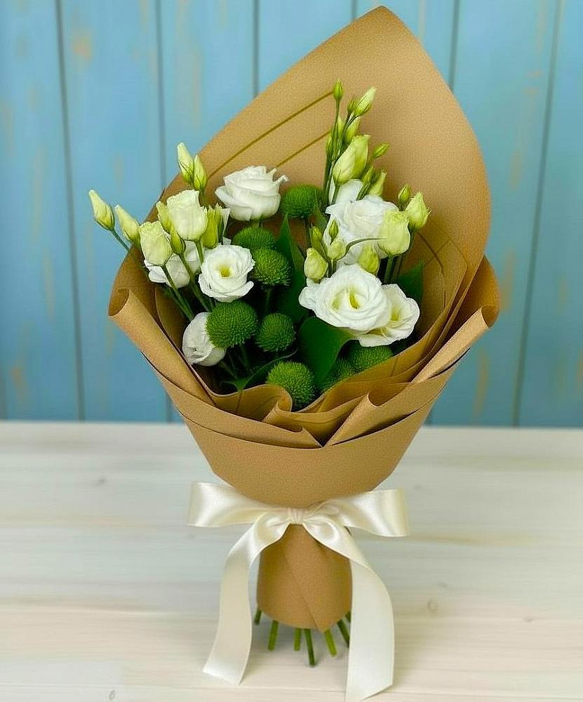 Букет цветов из: Хризантемы и Лизиантусы в Терновке