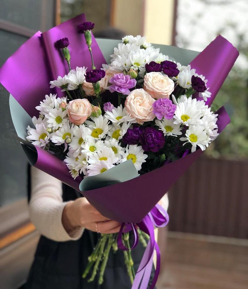 Букет цветов из: Хризантемы, Гвоздики и Розы в Терновке