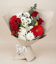 Букет цветов из:  Розы, Хризантемы, Герберы и Лилии в Терновке