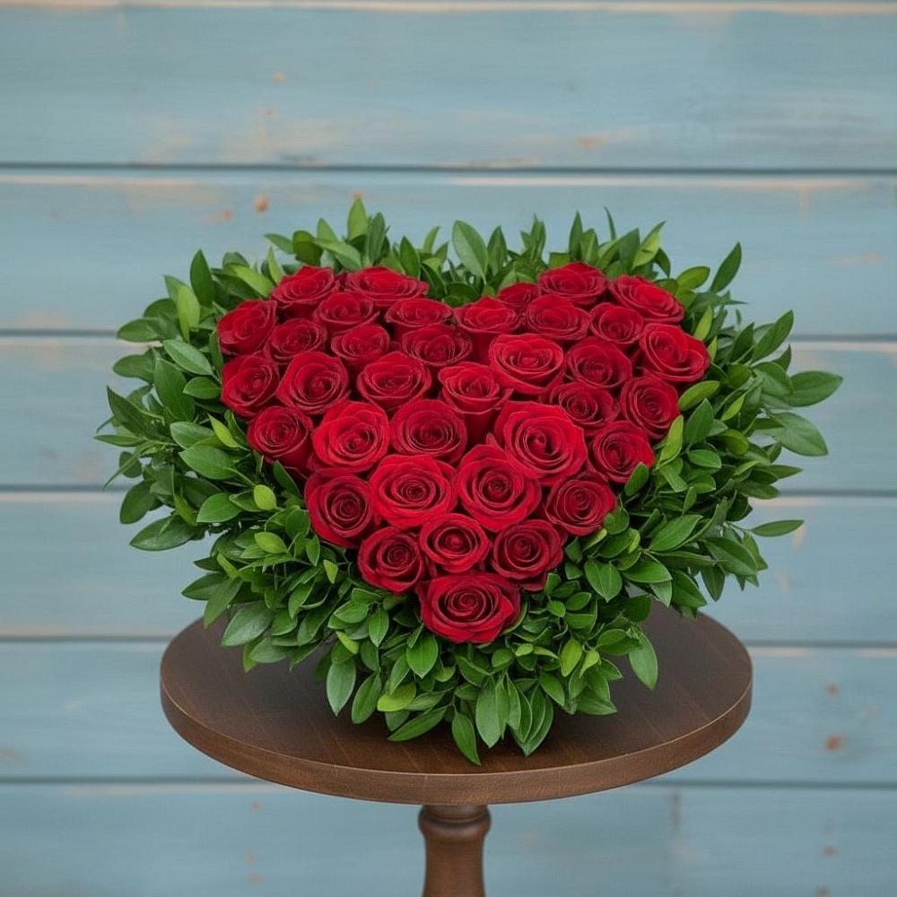 Цветочная композиция из Розы в виде сердца в Терновке