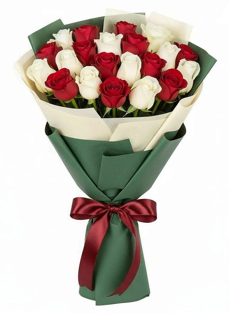 Букет Микс из красных и белых роз в Терновке
