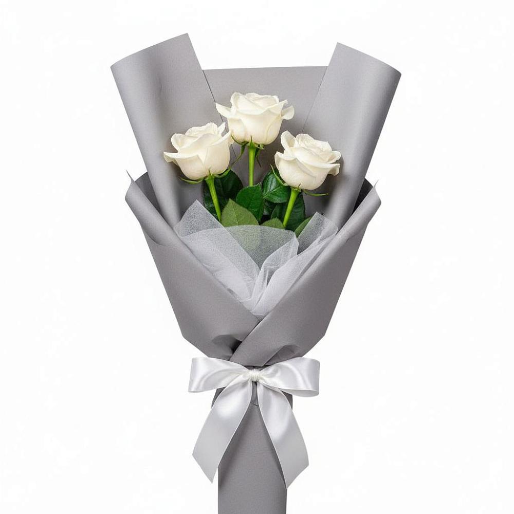 Букет 3 белые розы в Терновке