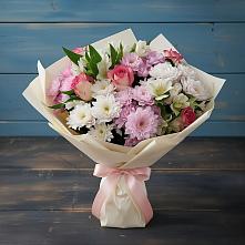Букет цветов из:  Хризантемы, Альстромерии и Розы в Терновке