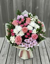 Букет цветов из:  Альстромерии, Гвоздики, Розы и Хризантемы в Терновке