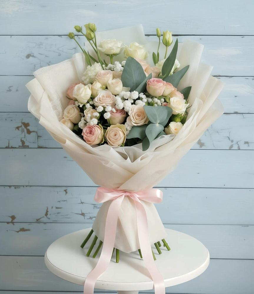 Букет цветов из: Розы и Лизиантусы в Терновке