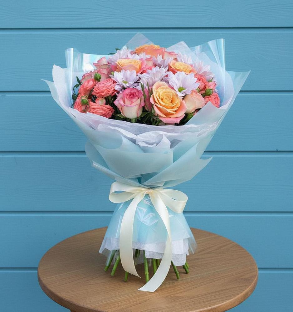 Букет цветов из: Хризантемы и Розы в Терновке