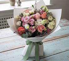 Букет цветов из:  Розы, Лизиантусы и Гвоздики в Терновке