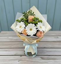Букет цветов из:  Герберы, Розы и Хризантемы #REPLACE_PRED# Терновке
