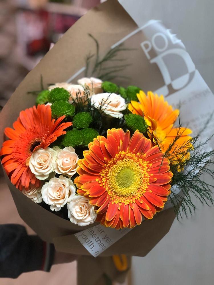 Букет цветов из: Герберы, Хризантемы и Розы в Терновке